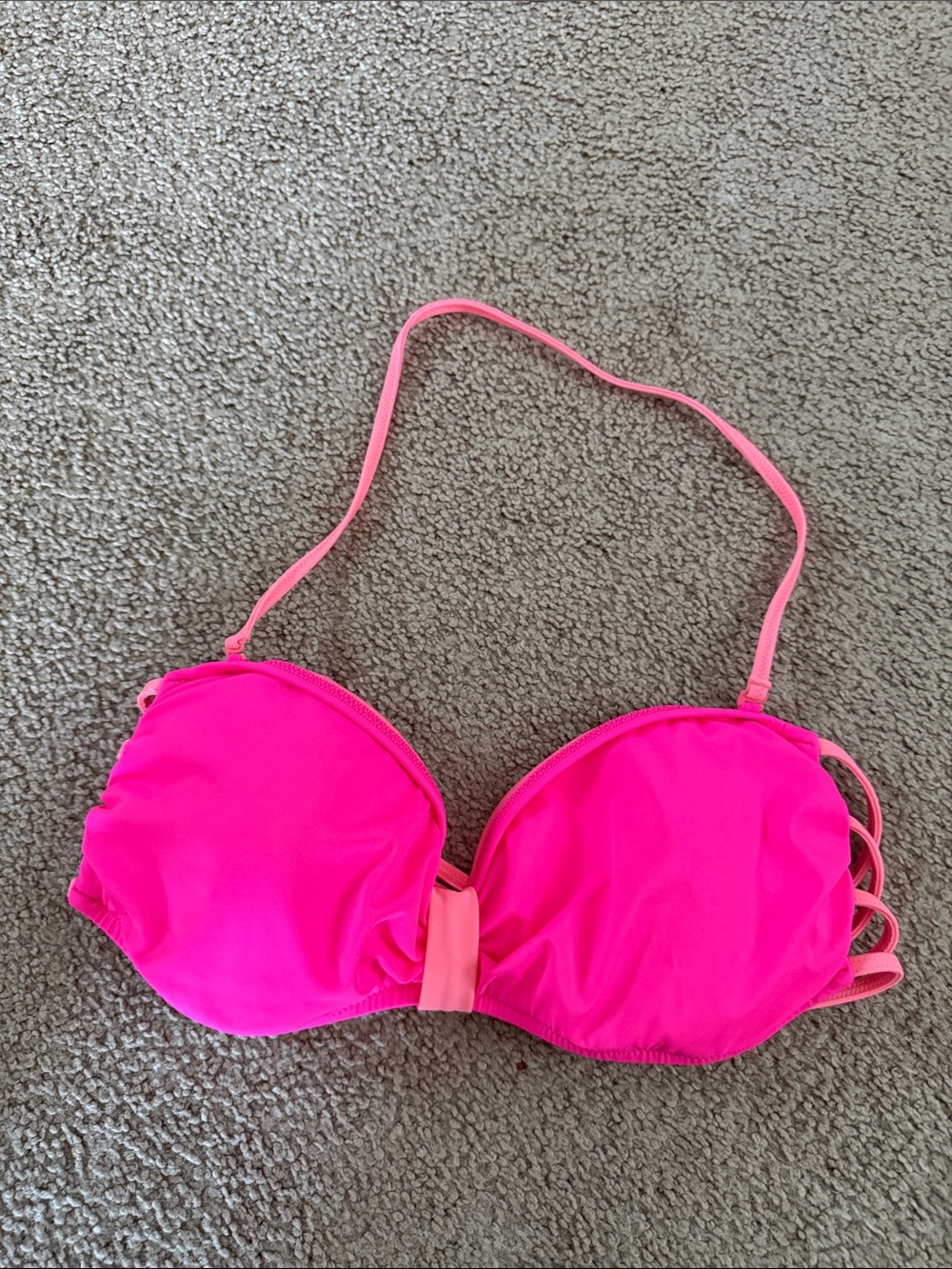 PINK Victoria's Secret Neon Pink Strappy Bandeau Bikini Top
